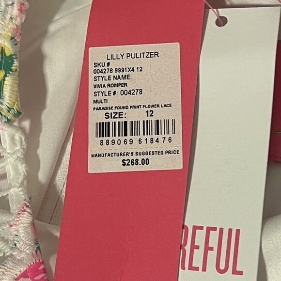 Lilly Pulitzer Womens Vivia Romper Paradise Found Print Flower Lace Size 12 NWT - Picture 5 of 5